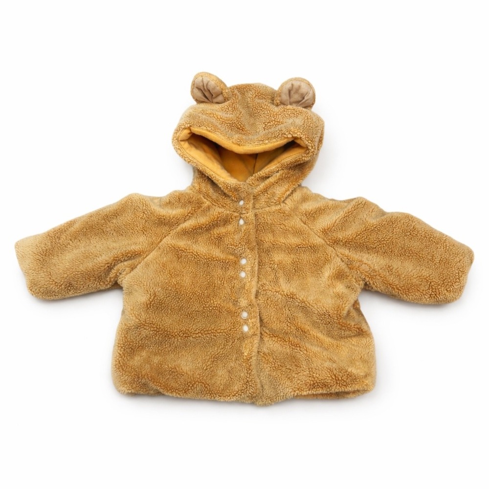 Anne Geddes Baby‎ Fleece Bear Jacket Infant 0-3M Tan Hooded Sherpa Ear Coat